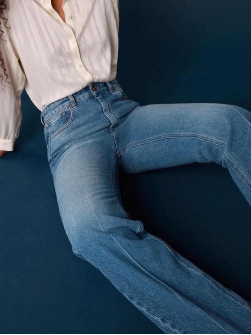 NWT Rouje Jeans Madeline Straight Leg in Indigo Double Stone